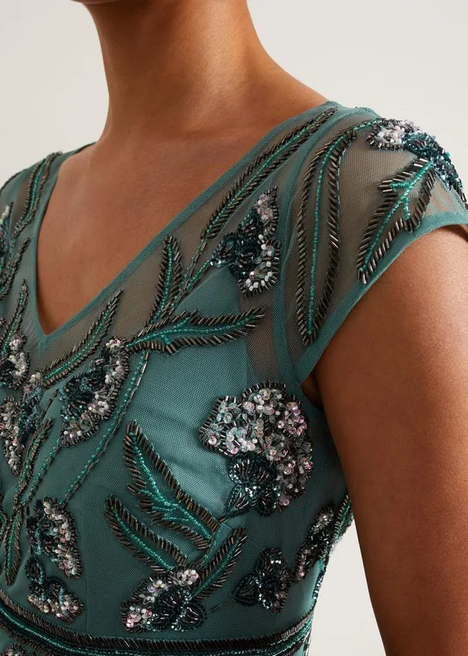 Evonne Beaded Maxi Dress Light Green Women Phase Eight Dresses