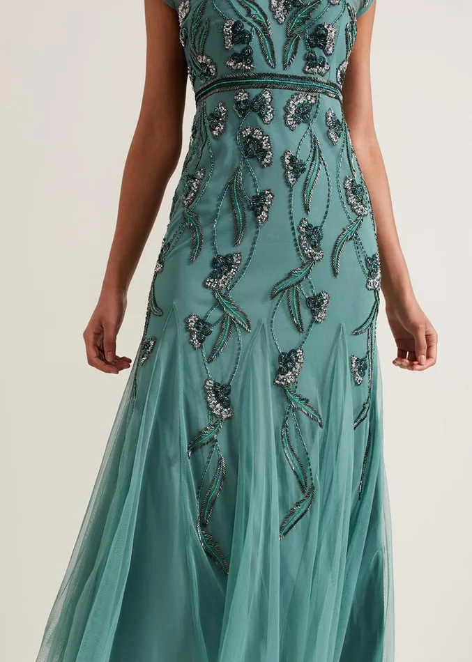 Evonne Beaded Maxi Dress Light Green Women Phase Eight Dresses