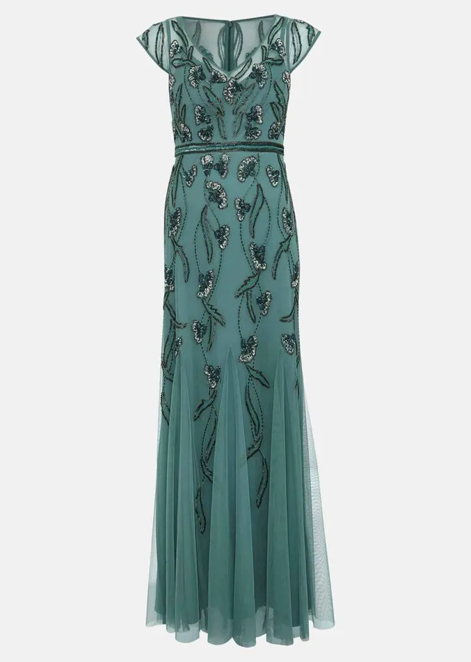Evonne Beaded Maxi Dress Light Green Women Phase Eight Dresses