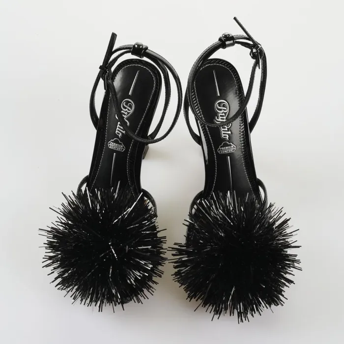 Fairy Fluff 8211 Vegan Patent 8211 Black Black Buffalo Heels