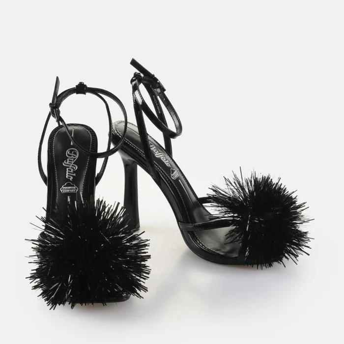 Fairy Fluff 8211 Vegan Patent 8211 Black Black Buffalo Heels