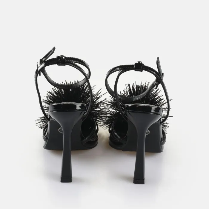 Fairy Fluff 8211 Vegan Patent 8211 Black Black Buffalo Heels