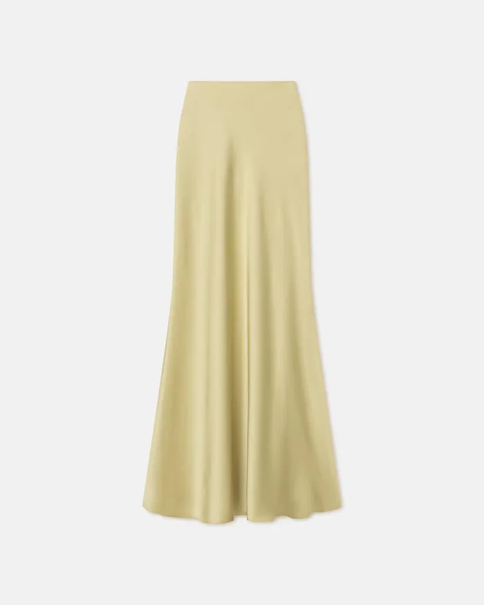 Fea Slip Satin Maxi Skirt Lime Yellow Women Nanushka Skirts