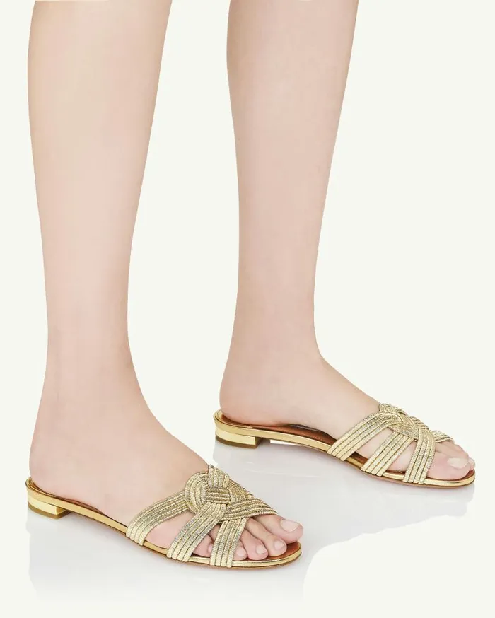 Felix Flat Gold Women Aquazzura Flats Felix Flat Gold Women Aquazzura Flats