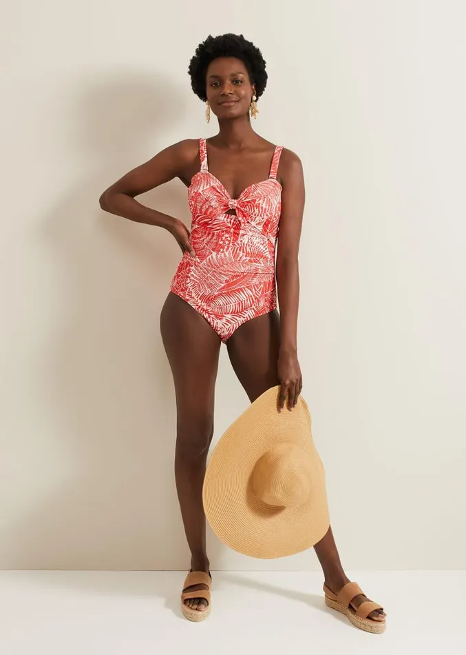 Fern Print Swimsuit Redwhite Women Phase Eight Swimwear