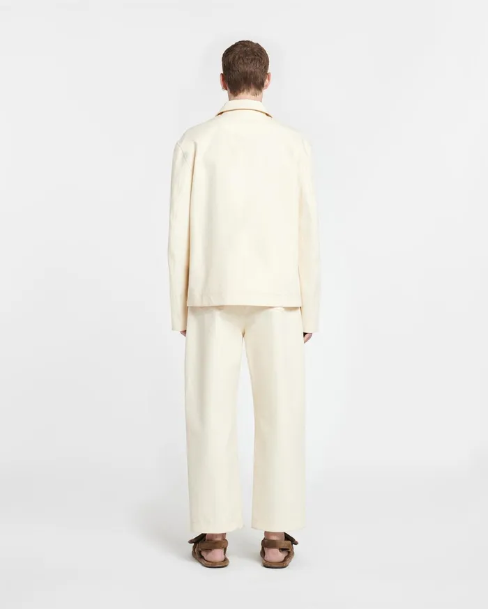 Ferre Belted Structured Twill Pants Creme Men Nanushka Pants