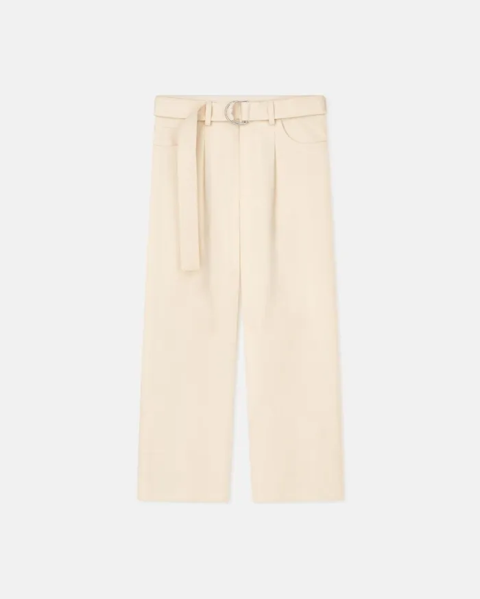 Ferre Belted Structured Twill Pants Creme Men Nanushka Pants