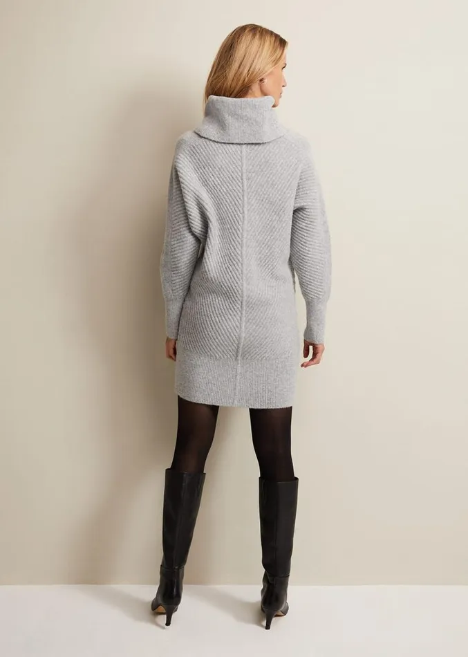 Fillipa Grey Knitted Tunic Mini Dress Grey Women Phase Eight Dresses