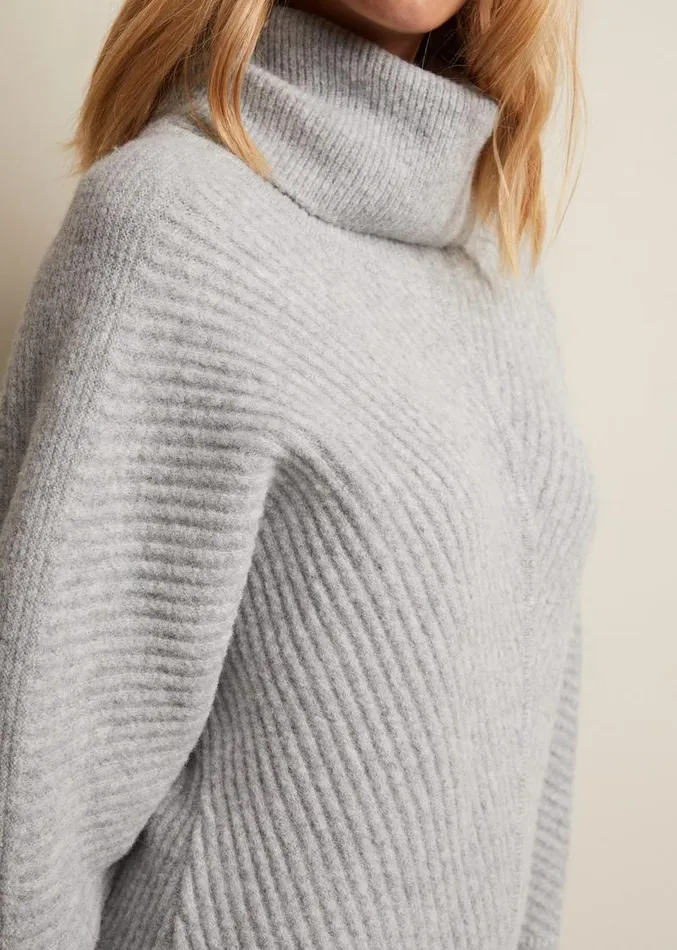 Fillipa Grey Knitted Tunic Mini Dress Grey Women Phase Eight Dresses