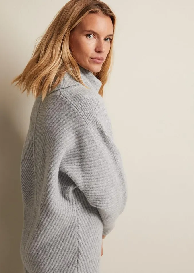 Fillipa Grey Knitted Tunic Mini Dress Grey Women Phase Eight Dresses