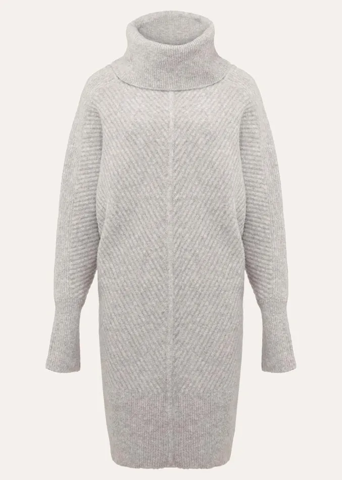 Fillipa Grey Knitted Tunic Mini Dress Grey Women Phase Eight Dresses