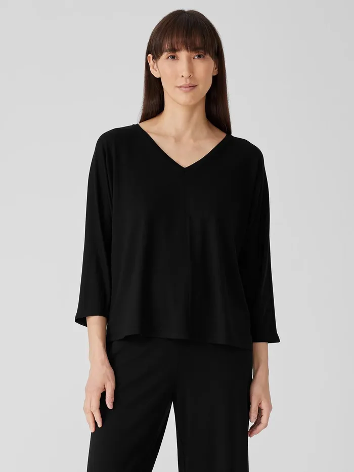 Fine Jersey DolmanSleeve Top Black Women Eileen Fisher Tops and Tees