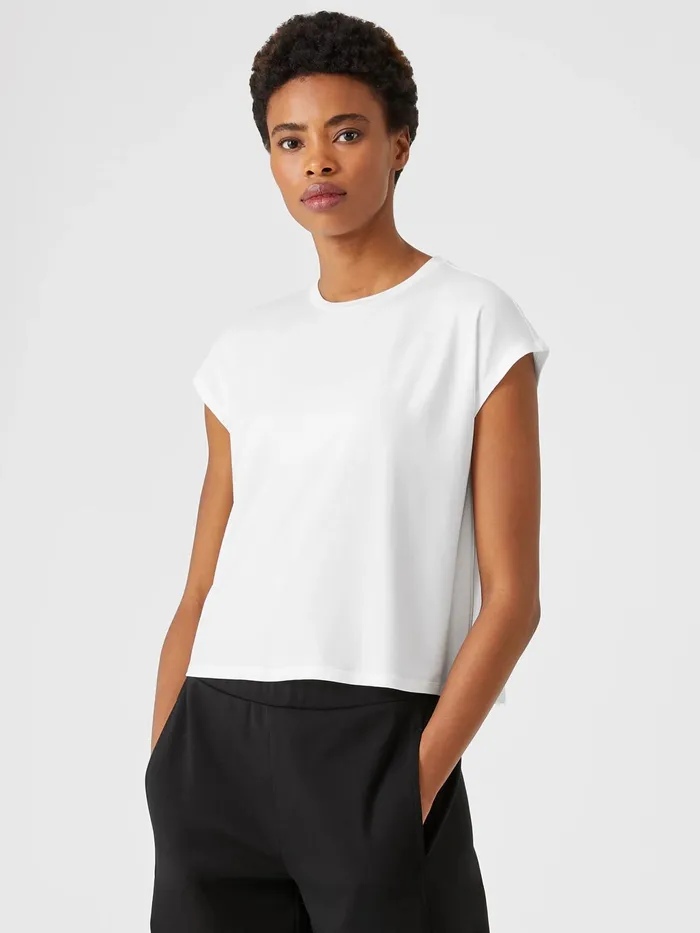 Fine Jersey Square Top White Women Eileen Fisher Tops and Tees