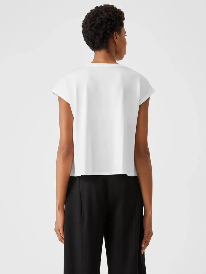 Fine Jersey Square Top White Women Eileen Fisher Tops and Tees
