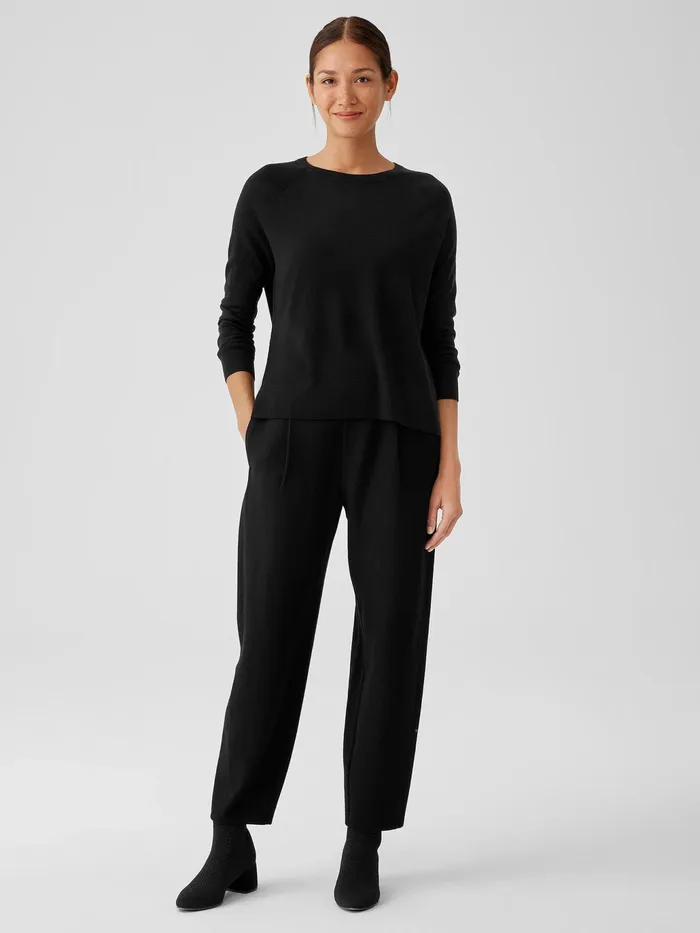 Fine Merino Jersey Crew Neck Top In Regenerative Wool Black Women Eileen Fisher Sweaters and Cardigans