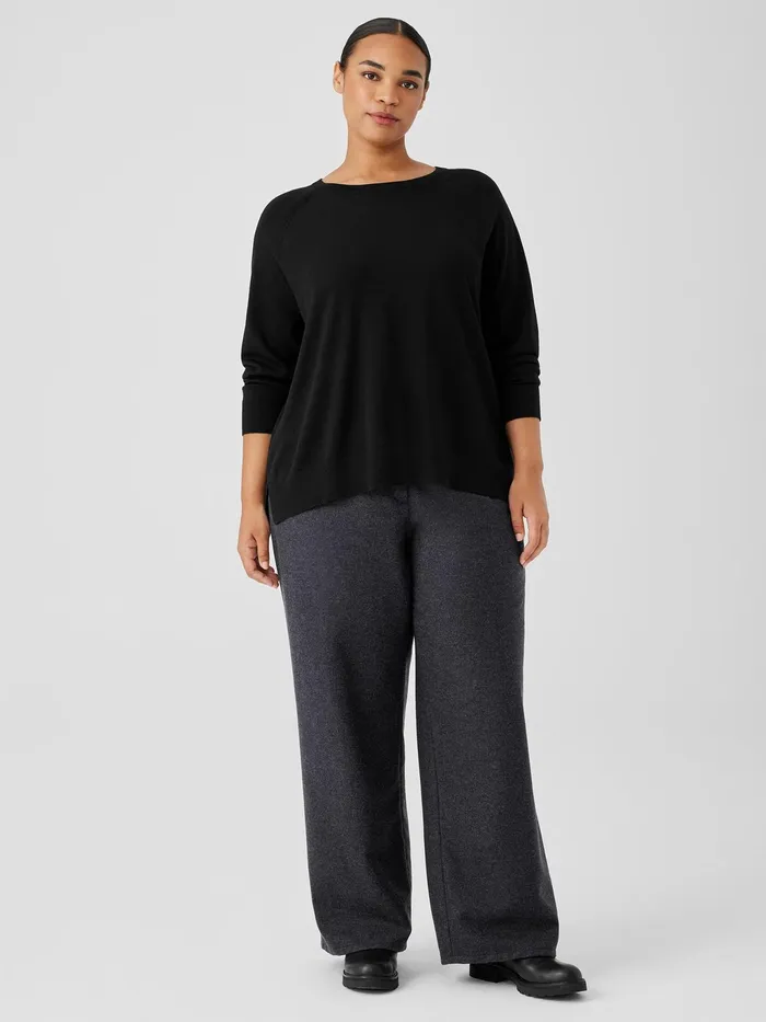 Fine Merino Jersey Crew Neck Top In Regenerative Wool Black Women Eileen Fisher Sweaters and Cardigans
