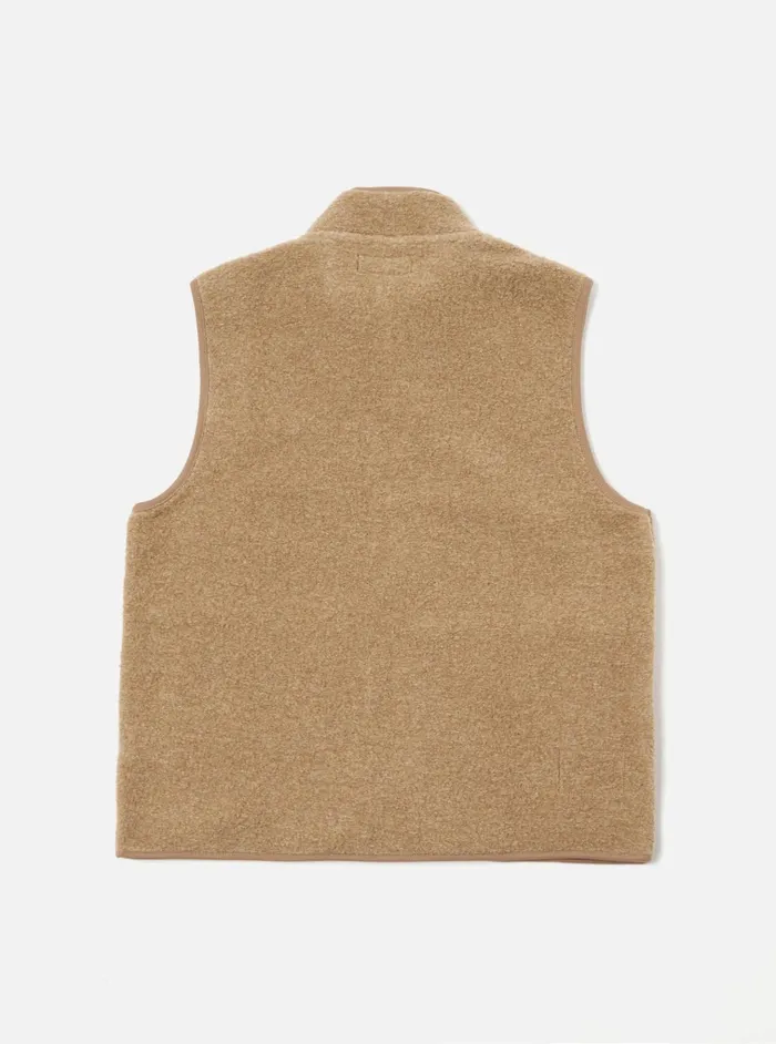 Fleece Men Universal Works Universal Works Climbing Gilet In Sand Teddy Fleece