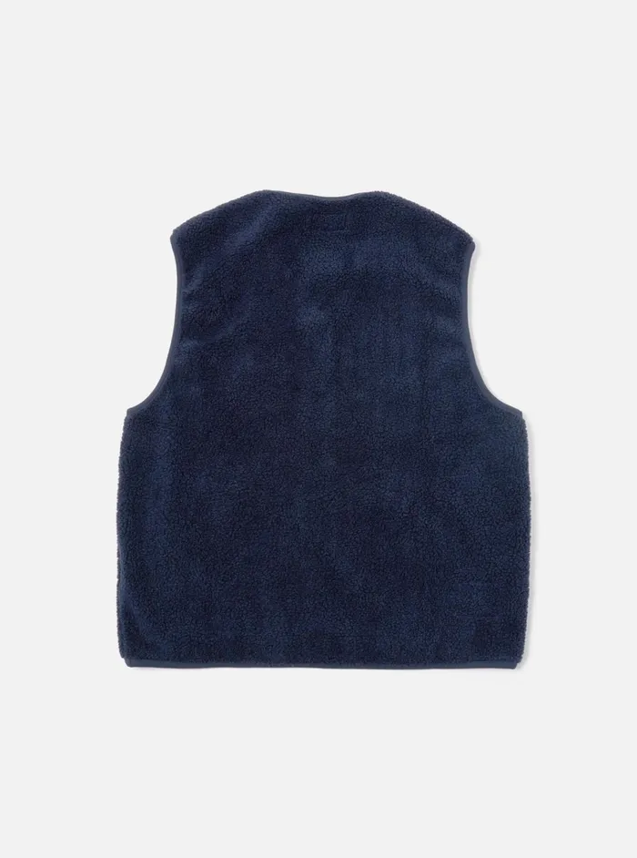 Fleece Men Universal Works Universal Works Zip Gilet In Navy Mountain Fleece