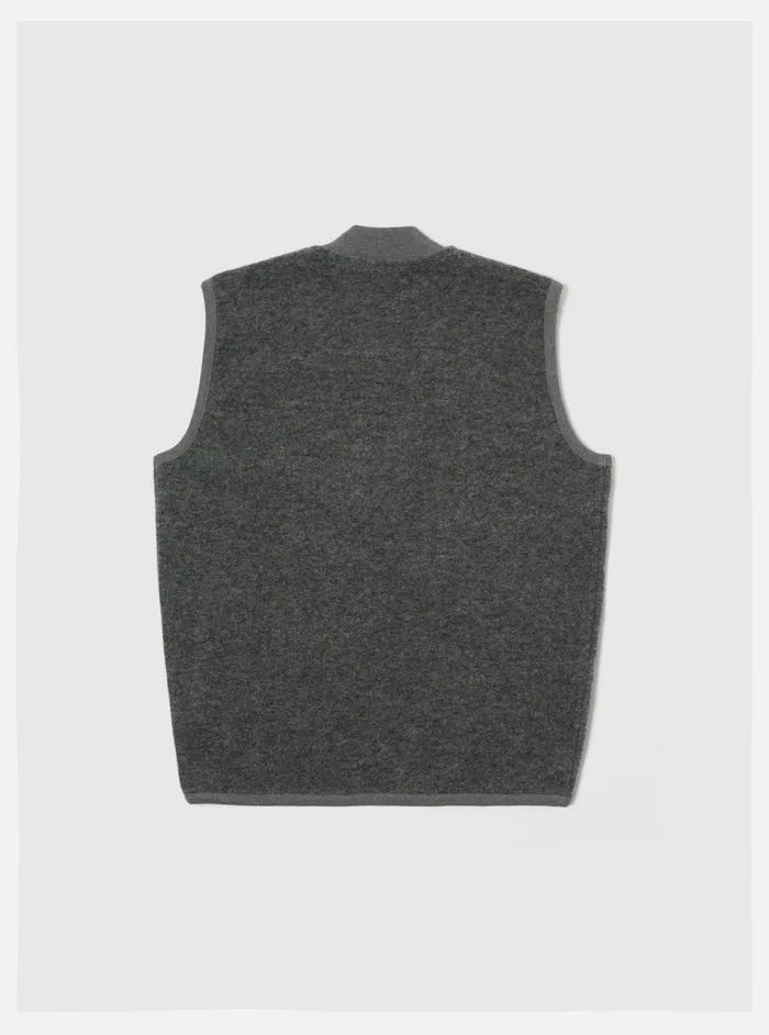Fleece Men Universal Works Universal Works Zip Waistcoat In Grey Marl Wool Fleece