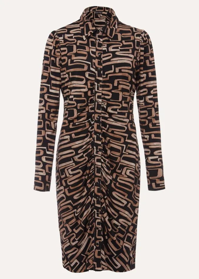 Flora Broken Lines Ruched Dress Blackcamel Women Phase Eight Dresses