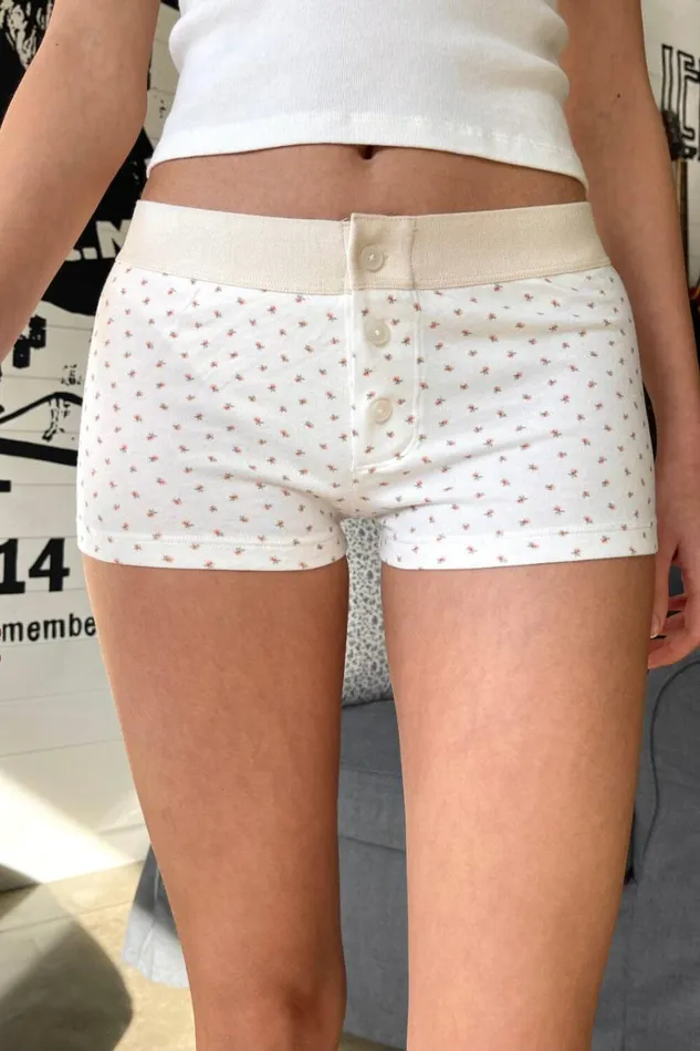 Floral Boyshort Underwear White Peach Floral Women Brandy Melville Intimates