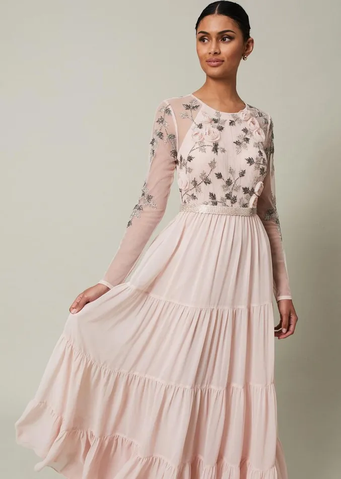 Florence Beaded Maxi Dress Antique Rose Women Phase Eight Dresses