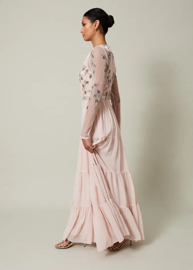 Florence Beaded Maxi Dress Antique Rose Women Phase Eight Dresses