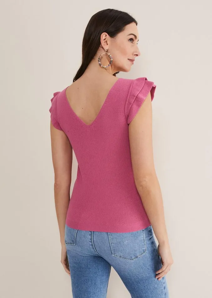 Flory Frill Sleeve Vest Pink Women Phase Eight Knitwear