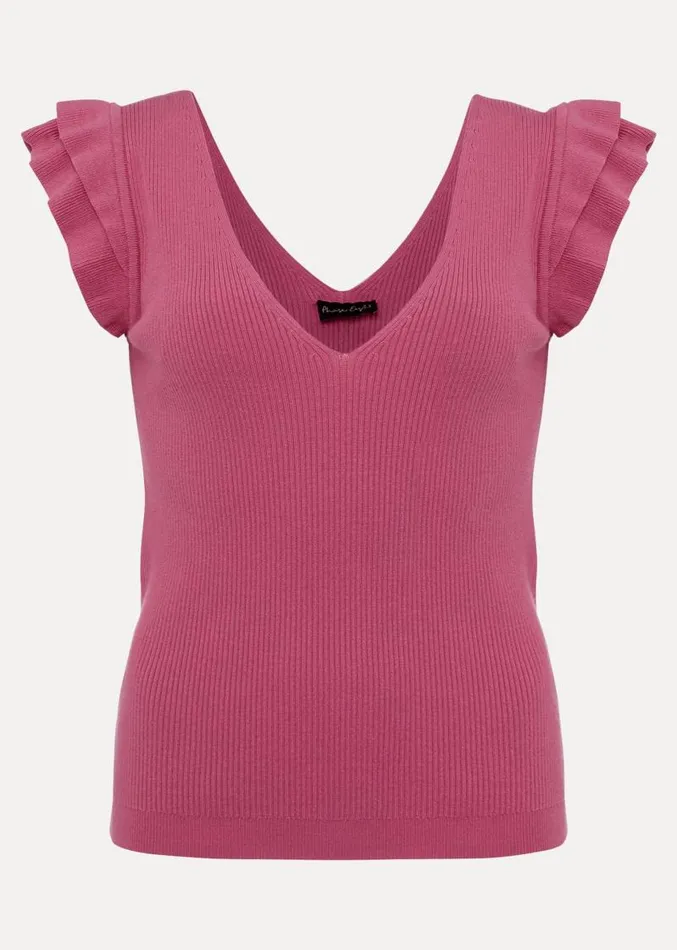 Flory Frill Sleeve Vest Pink Women Phase Eight Knitwear
