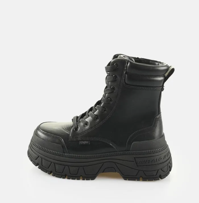 Fusion Lace Up Mid Black Buffalo Platforms
