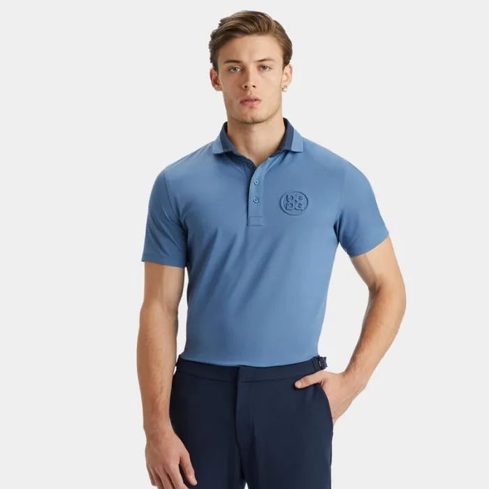 GFORE CONTRAST COLLAR TECH PIQU MODERN SPREAD COLLAR POLO Slate Men Polos and Shirts
