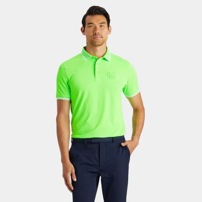GFORE EMBOSSED LOGO BANDED SLEEVE TECH PIQU POLO Gecko Men Polos and Shirts