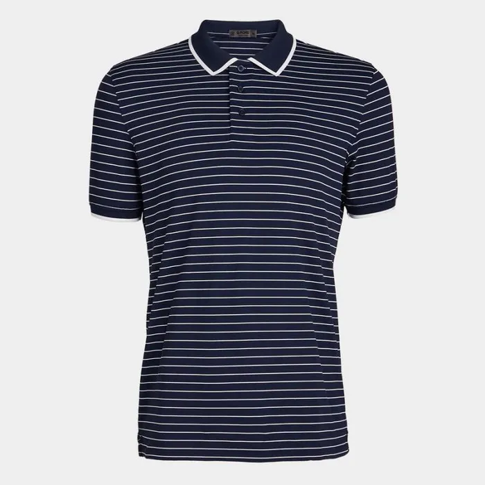 GFORE FINE LINE BANDED SLEEVE TECH PIQU POLO Twilight Men Polos and Shirts