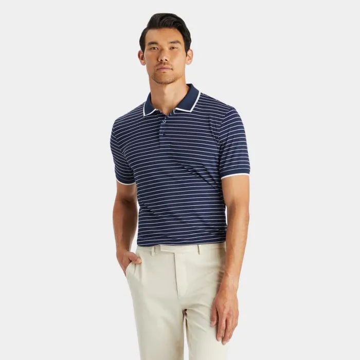 GFORE FINE LINE BANDED SLEEVE TECH PIQU POLO Twilight Men Polos and Shirts