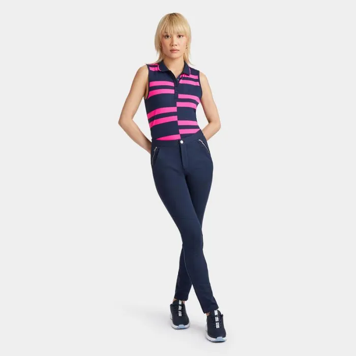 GFORE OFFSET STRIPE TECH PIQU SLEEVELESS POLO Twilight Women Polos