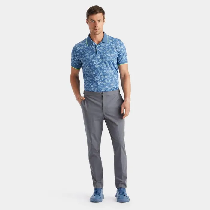 GFORE PEONY SKETCH BANDED SLEEVE TECH JERSEY POLO Slate Men Polos and Shirts