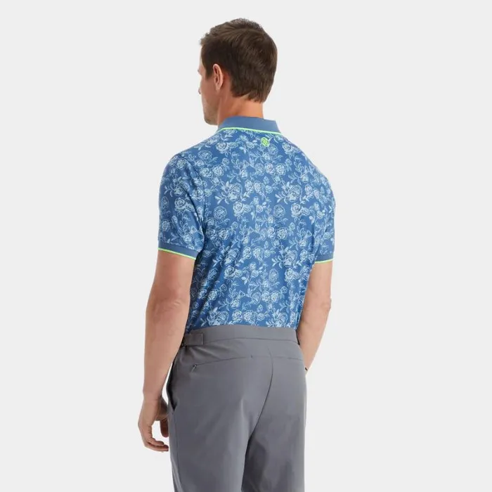 GFORE PEONY SKETCH BANDED SLEEVE TECH JERSEY POLO Slate Men Polos and Shirts