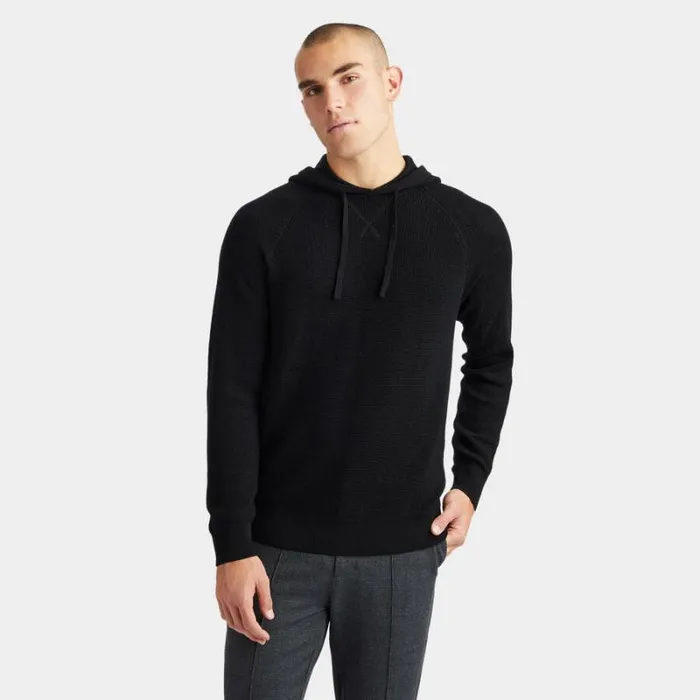 GFORE WAFFLE STITCH MERINO WOOL HOODED SWEATER Onyx Men Sweaters