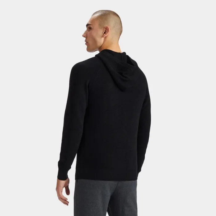 GFORE WAFFLE STITCH MERINO WOOL HOODED SWEATER Onyx Men Sweaters