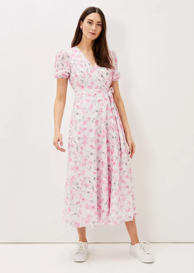 Gabriella Floral Wrap Dress Pink Multi Women Phase Eight Dresses