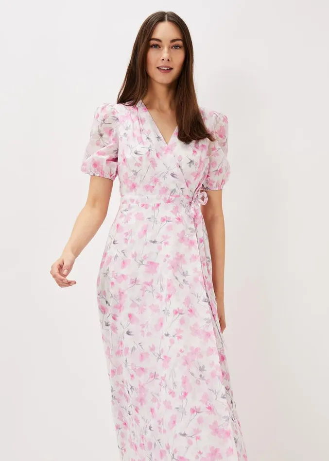 Gabriella Floral Wrap Dress Pink Multi Women Phase Eight Dresses
