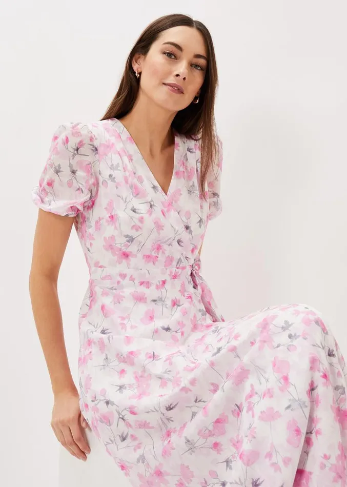 Gabriella Floral Wrap Dress Pink Multi Women Phase Eight Dresses