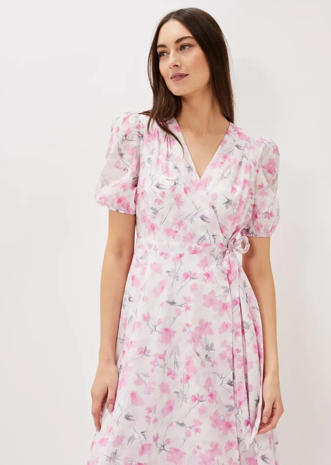 Gabriella Floral Wrap Dress Pink Multi Women Phase Eight Dresses