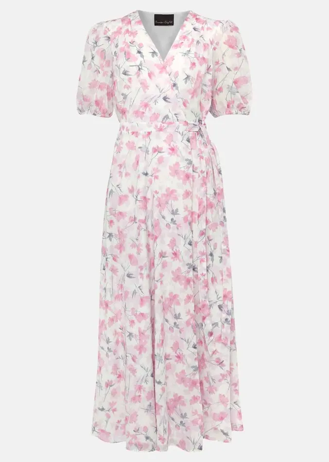 Gabriella Floral Wrap Dress Pink Multi Women Phase Eight Dresses
