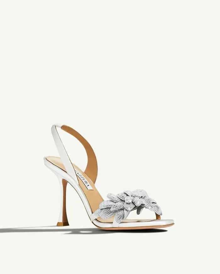 Galactic Flower Sandal 95 White Women Aquazzura Bridal