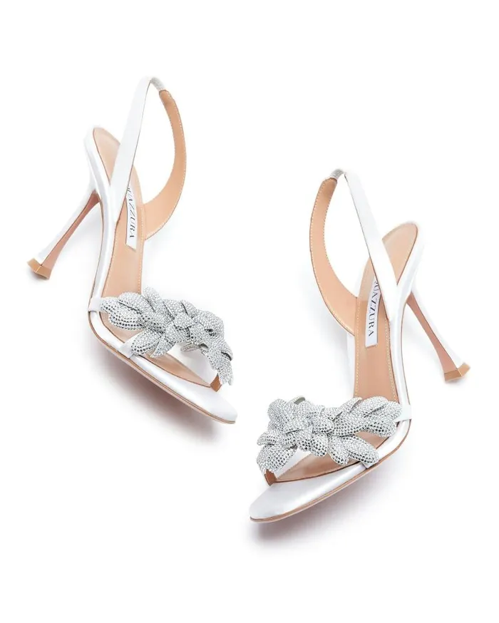 Galactic Flower Sandal 95 White Women Aquazzura Bridal Galactic Flower Sandal 95 White Women Aquazzura Bridal