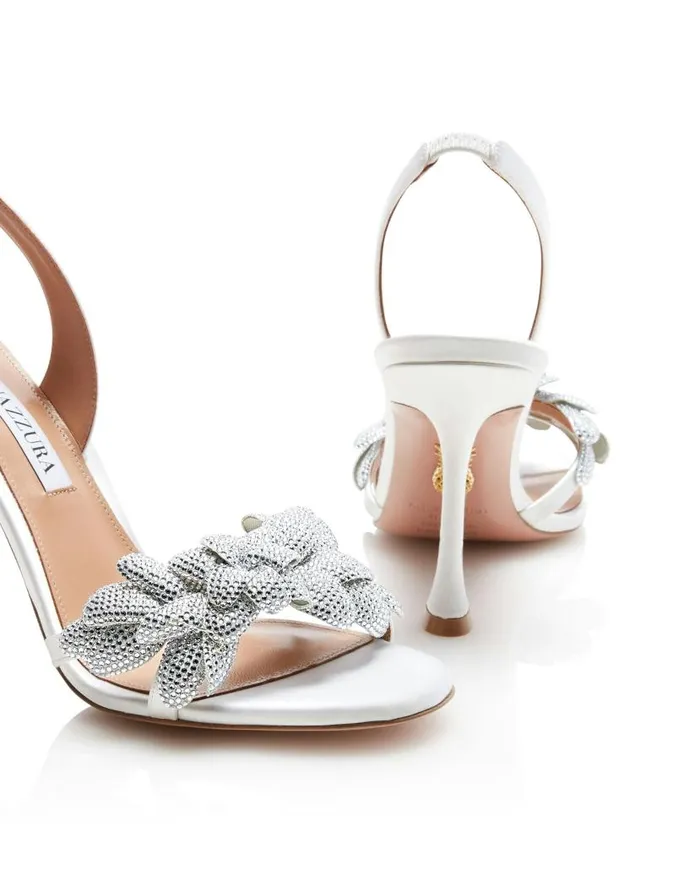 Galactic Flower Sandal 95 White Women Aquazzura Bridal Galactic Flower Sandal 95 White Women Aquazzura Bridal
