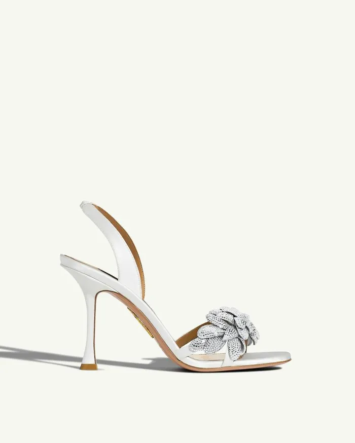 Galactic Flower Sandal 95 White Women Aquazzura Bridal Galactic Flower Sandal 95 White Women Aquazzura Bridal