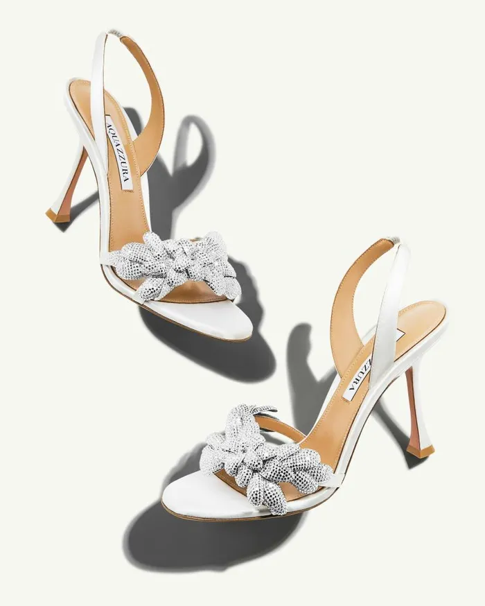 Galactic Flower Sandal 95 White Women Aquazzura Bridal Galactic Flower Sandal 95 White Women Aquazzura Bridal