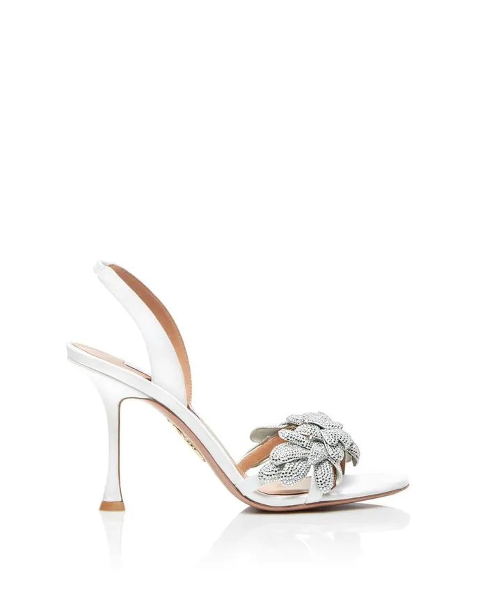 Galactic Flower Sandal 95 White Women Aquazzura Bridal Galactic Flower Sandal 95 White Women Aquazzura Bridal